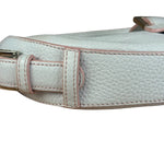 Loewe White Pebbled Leather Pink Trim Mini Boat Pochette