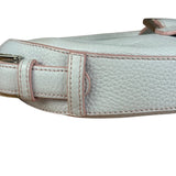 Loewe White Pebbled Leather Pink Trim Mini Boat Pochette
