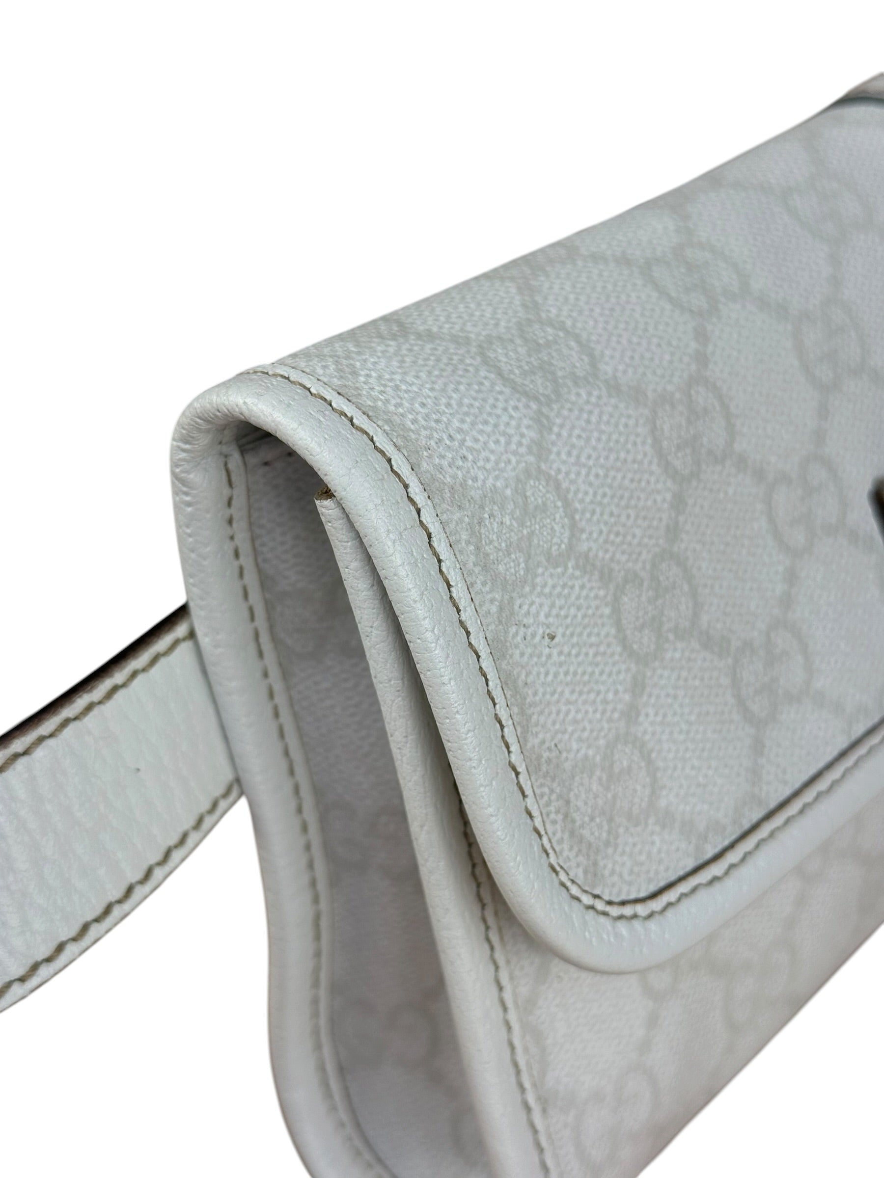 Gucci GG White Coated Canvas Sherry Line Belt Bag