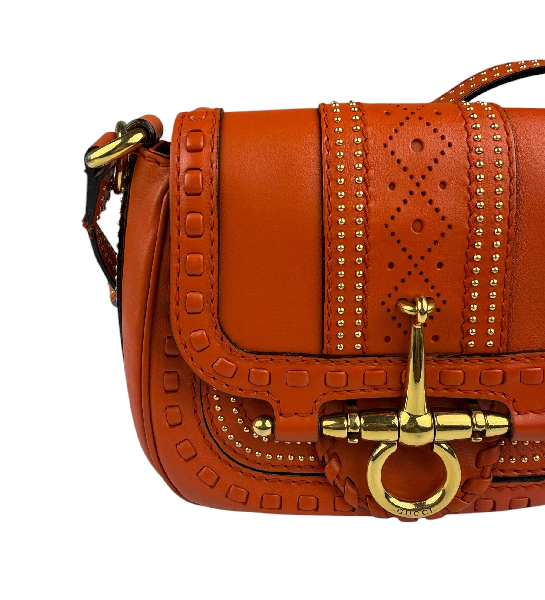 Gucci Orange Leather Snaffle Shoulder Bag