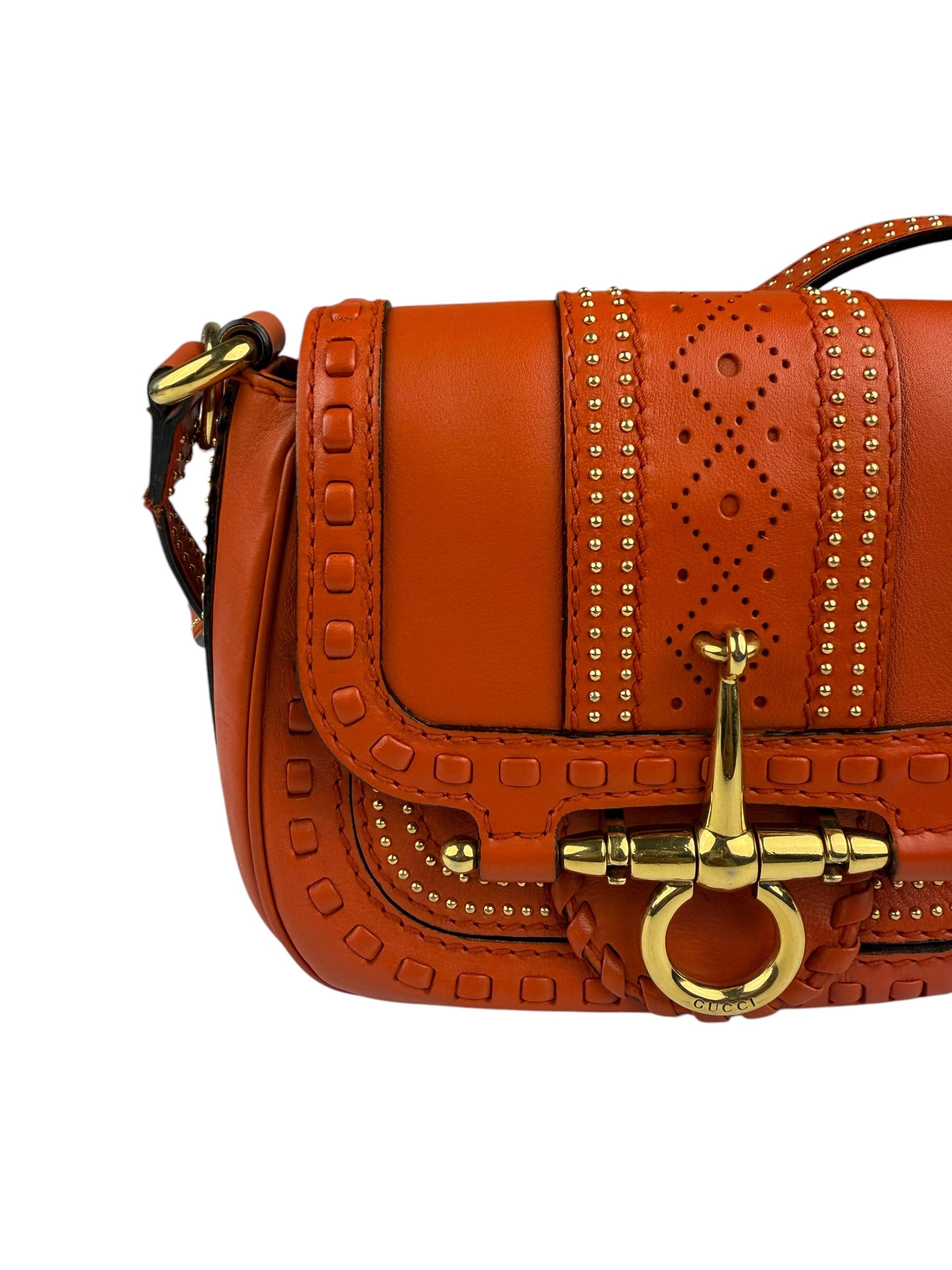 Gucci Orange Leather Snaffle Shoulder Bag