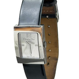 Dior Silver Dial Black Leather Strap D78-100
