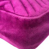 Gucci Magenta Velvet Marmont Matelasse Shoulder Bag