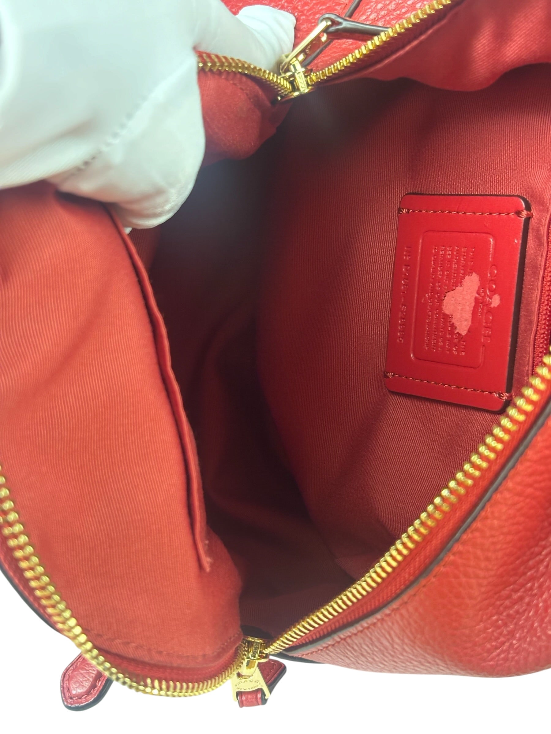 Coach Red Pebbled Mini Charlie Backpack