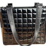 Chanel Glossy Black Patent Leather Chocolate Bar Tote Bag
