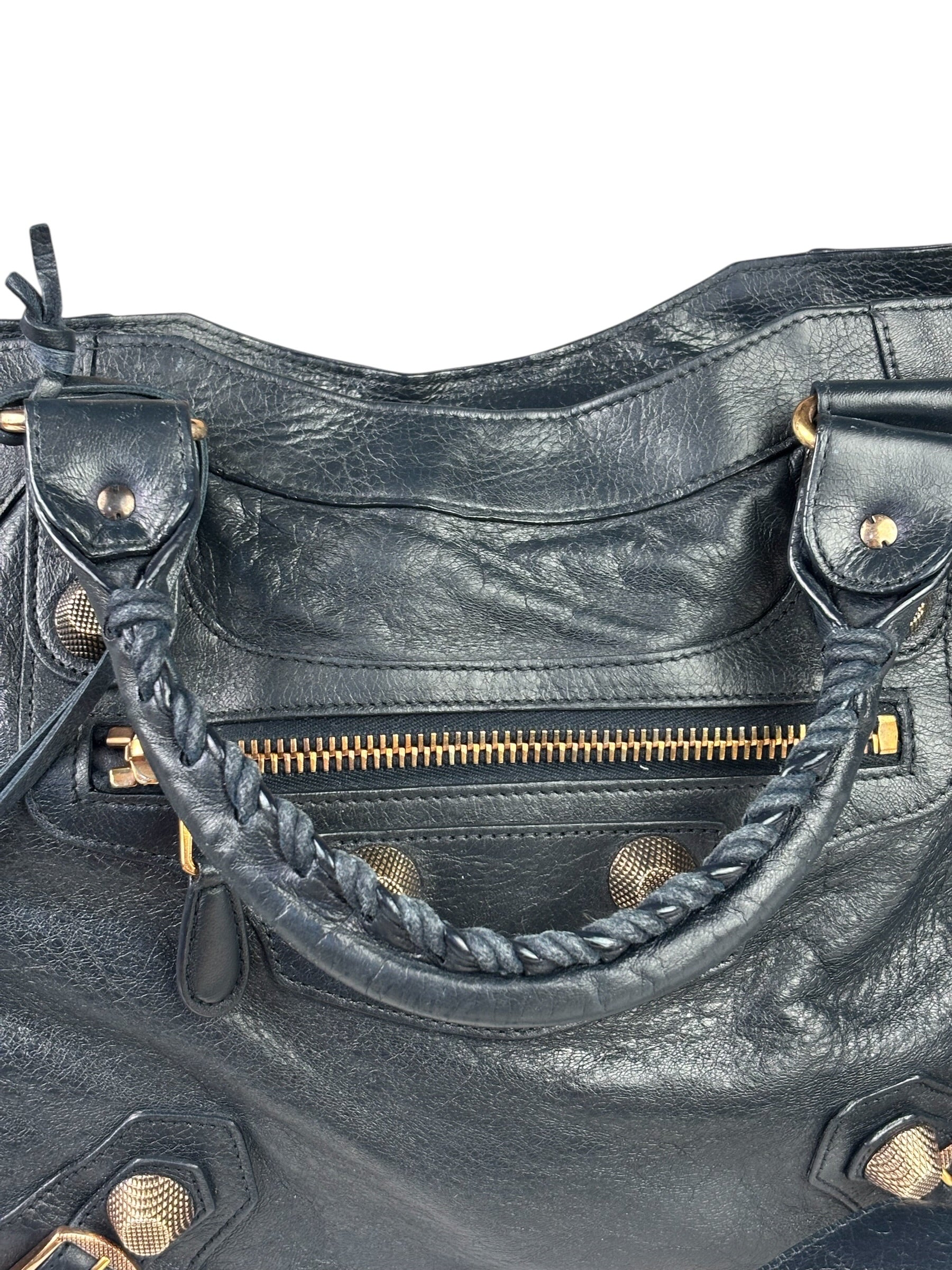 Balenciaga Vintage Navy Leather City Two-Way Bag