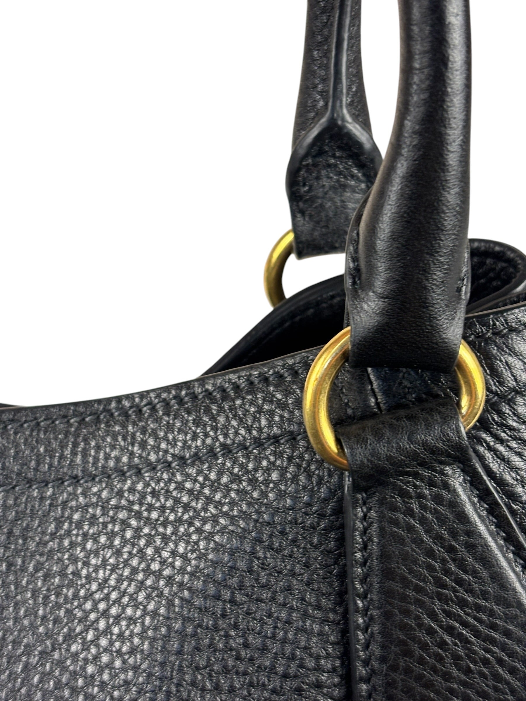 Prada Black Leather Vitello Daino 2Way Handbag
