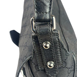 Gucci Black Leather Trim Horsebit GG Chain Shoulder Bag