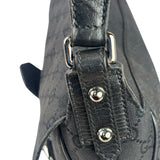 Gucci Black Leather Trim Horsebit GG Chain Shoulder Bag