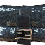 Fendi Vintage Black Sequin Baguette Shoulder Bag