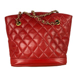 Chanel Vintage Red Quilted Lambskin Shoulder Bag 1989