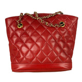 Chanel Vintage Red Quilted Lambskin Shoulder Bag 1989