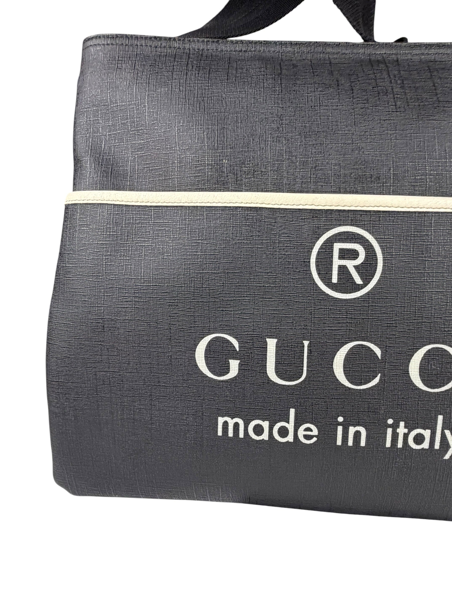 Gucci Vintage Black Leather Flat Messenger Shoulder Bag