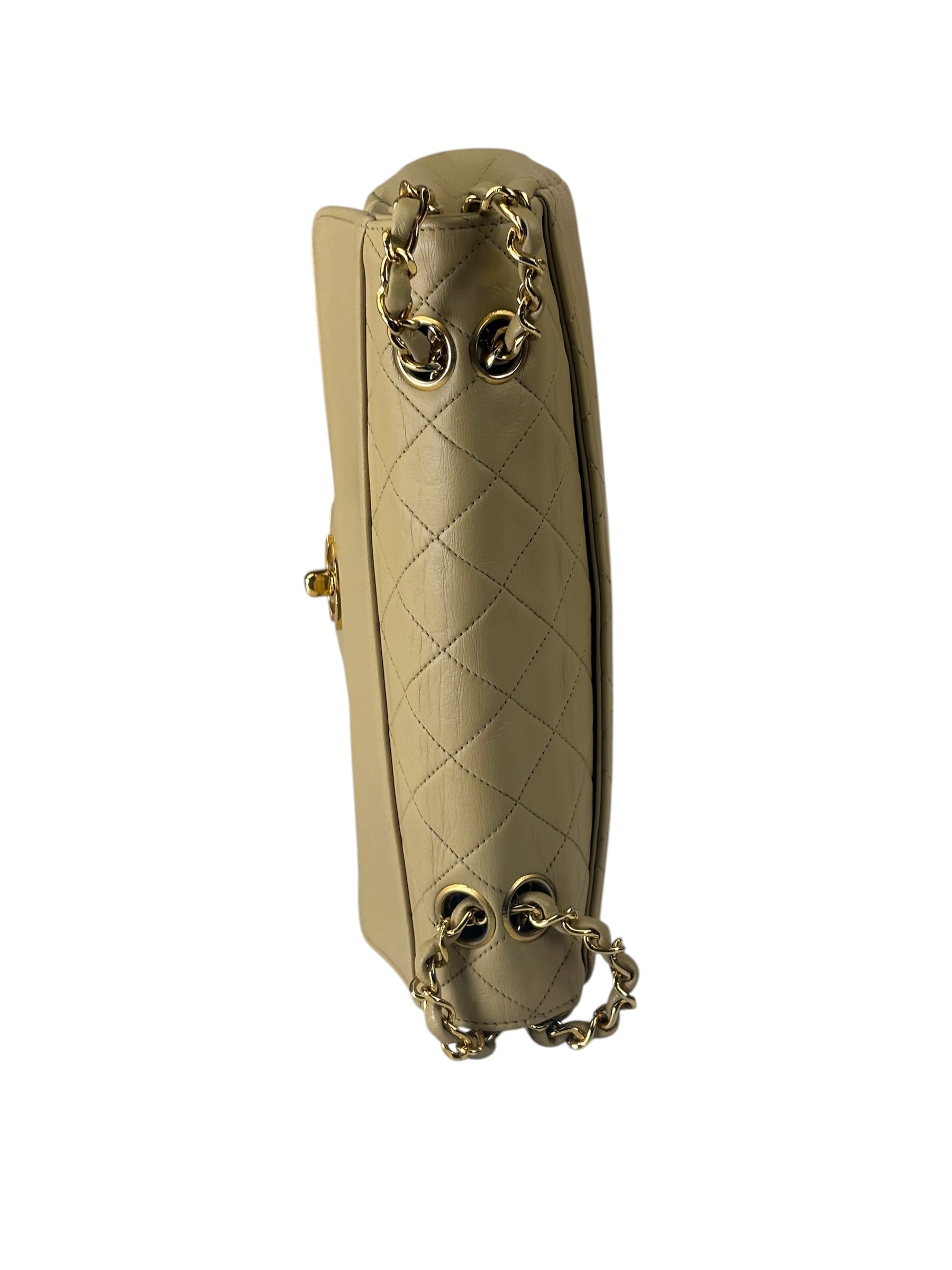 Chanel Vintage Beige Quilted Leather Diana Flap Bag 1989