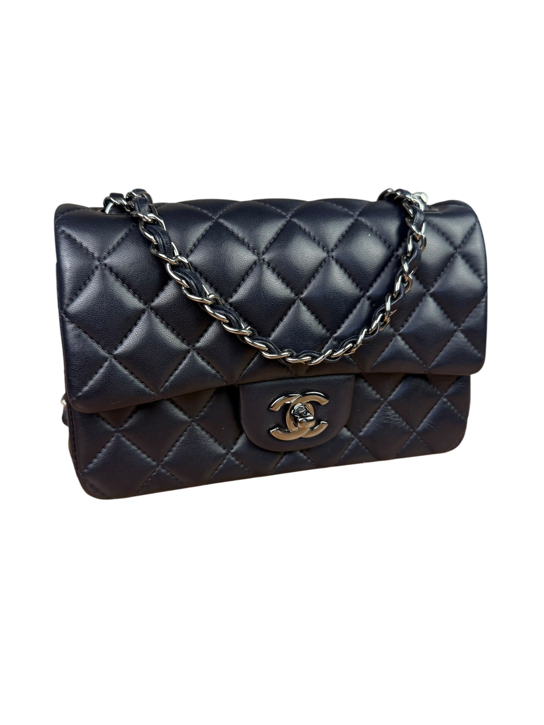Chanel Iridescent Blue Quilted Leather Mini Flap Bag 2017