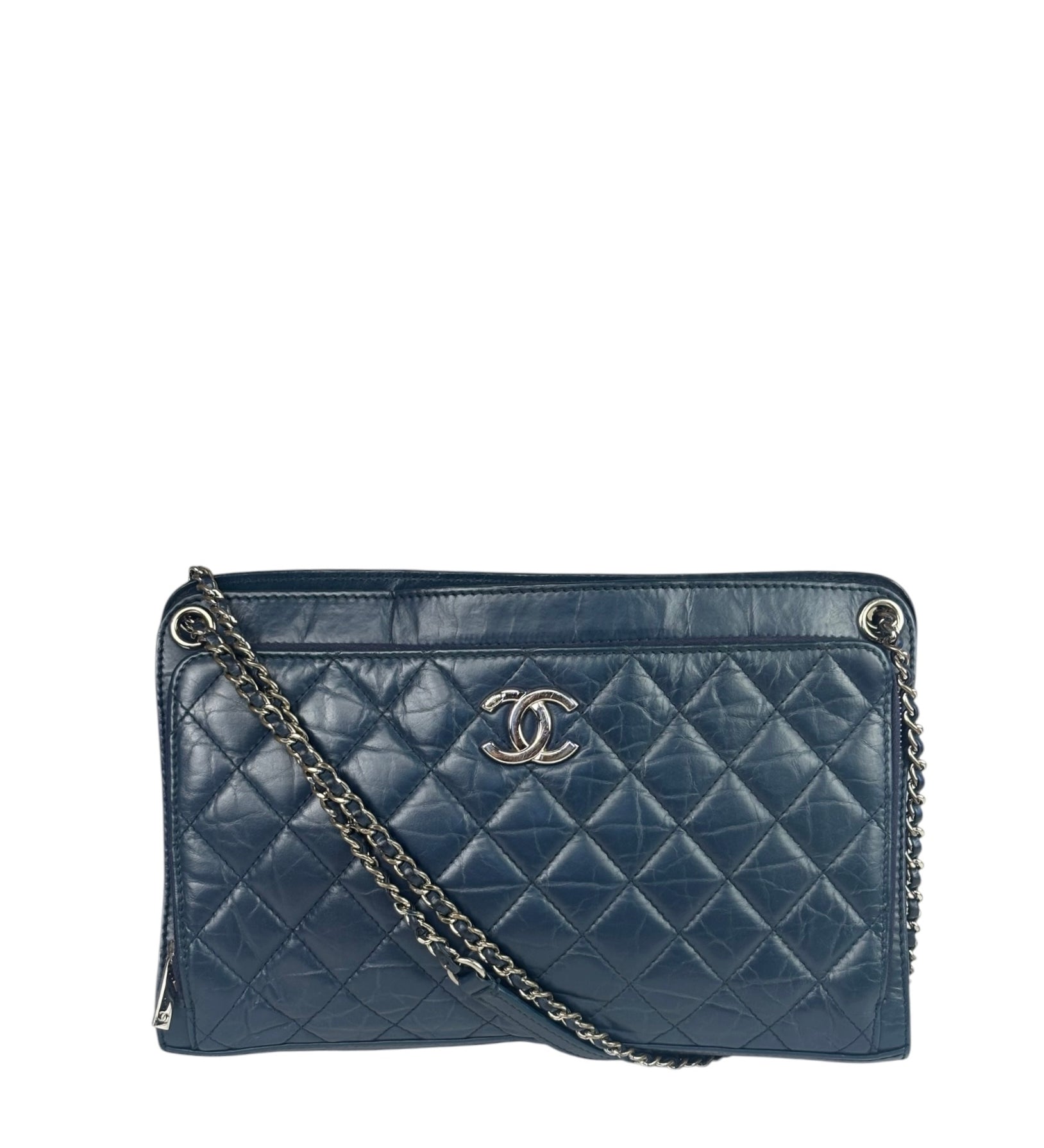 Chanel Blue Quilted Leather CC Chain Shoulder Bag 2018