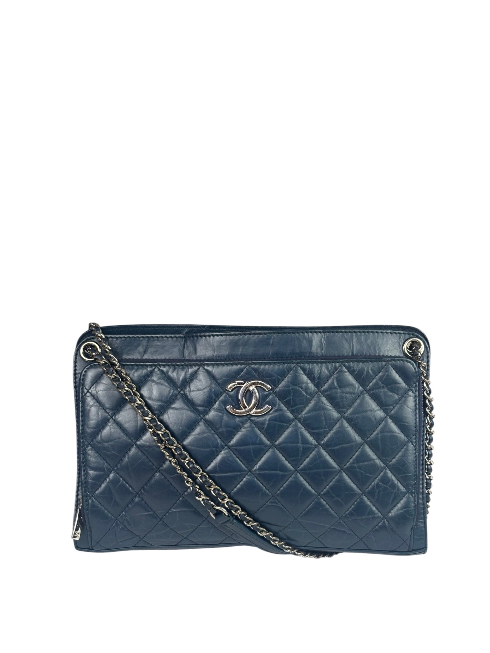 Chanel Blue Quilted Leather CC Chain Shoulder Bag 2018