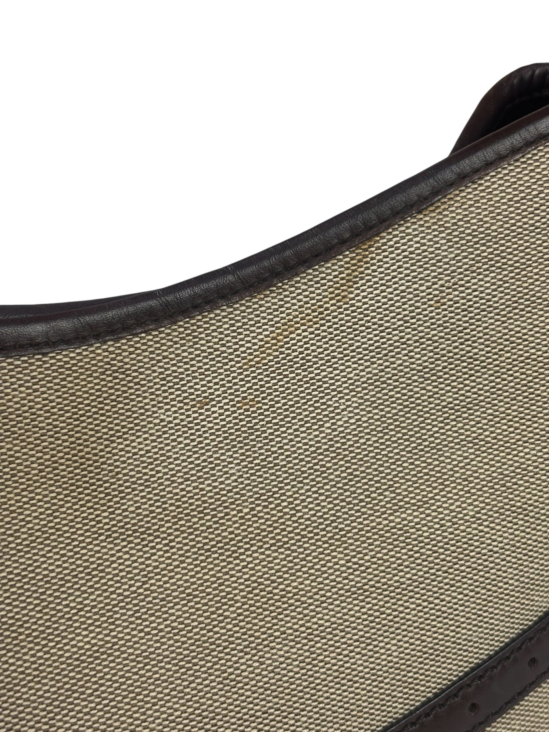 Gucci Brown/Beige Leather Trim Reins Canvas Web Hobo Bag