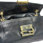 Fendi Black Leather Maxi Baguette