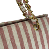 Chanel Vintage Pink/Cream Denim Maxi Stripped Tote 1994