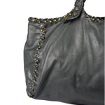 Bottega Veneta Dark Grey Leather Studded Shoulder Bag