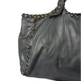 Bottega Veneta Dark Grey Leather Studded Shoulder Bag