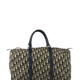 Christian Dior Vintage Navy Leather Trim Trotter Boston Bag