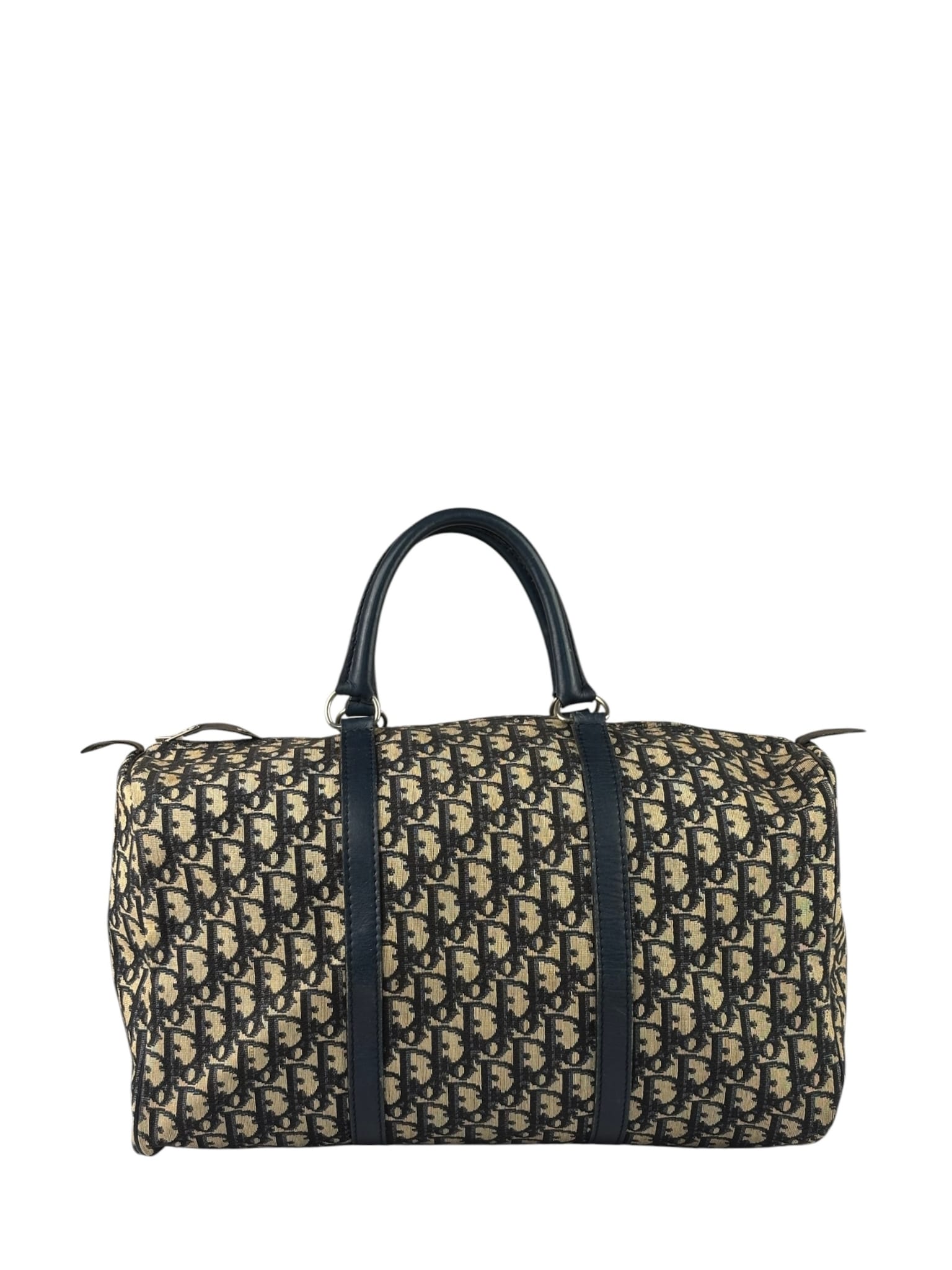 Christian Dior Vintage Navy Leather Trim Trotter Boston Bag