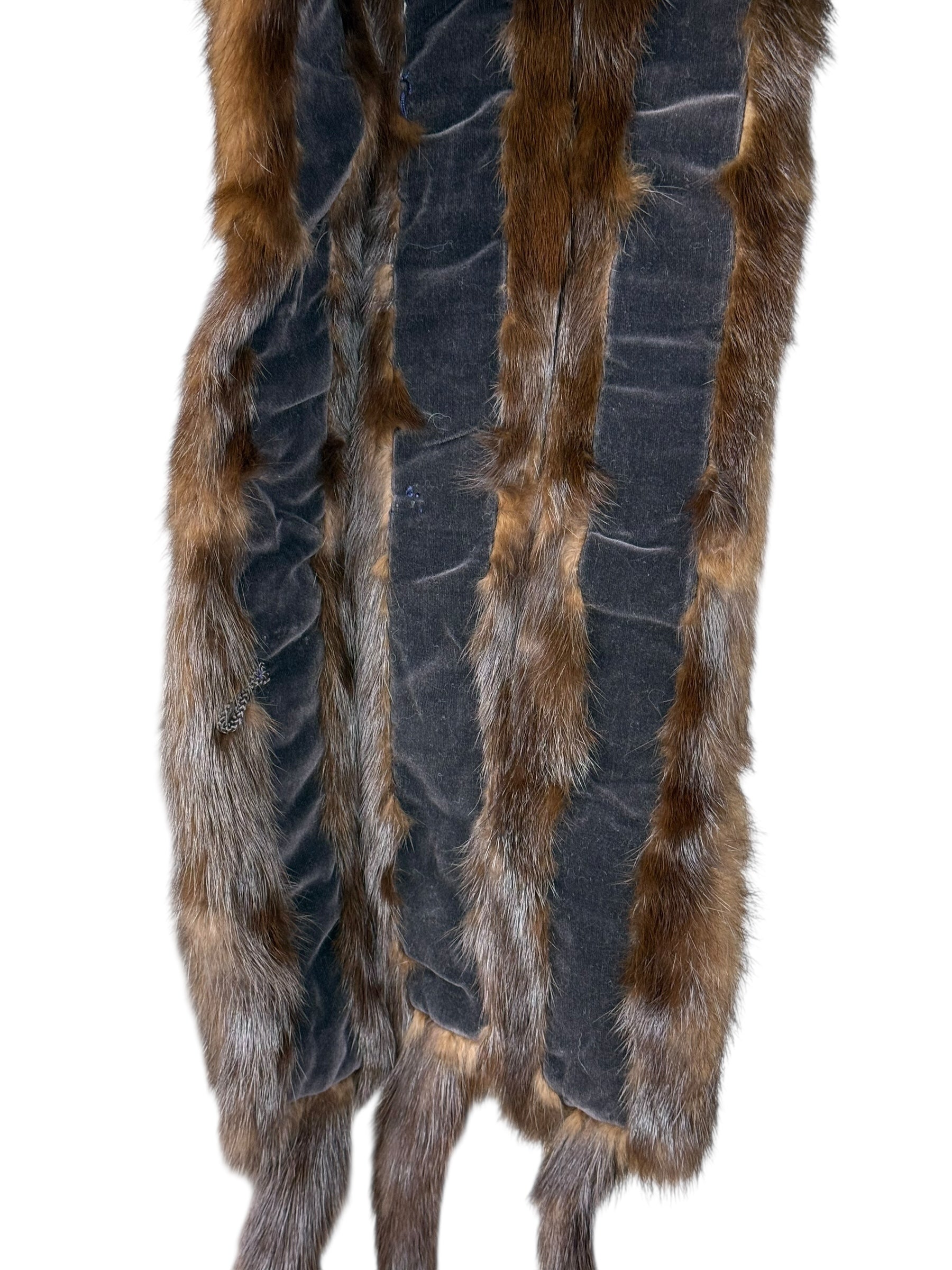 Vintage Dark Brown Fur Tailed Shawl