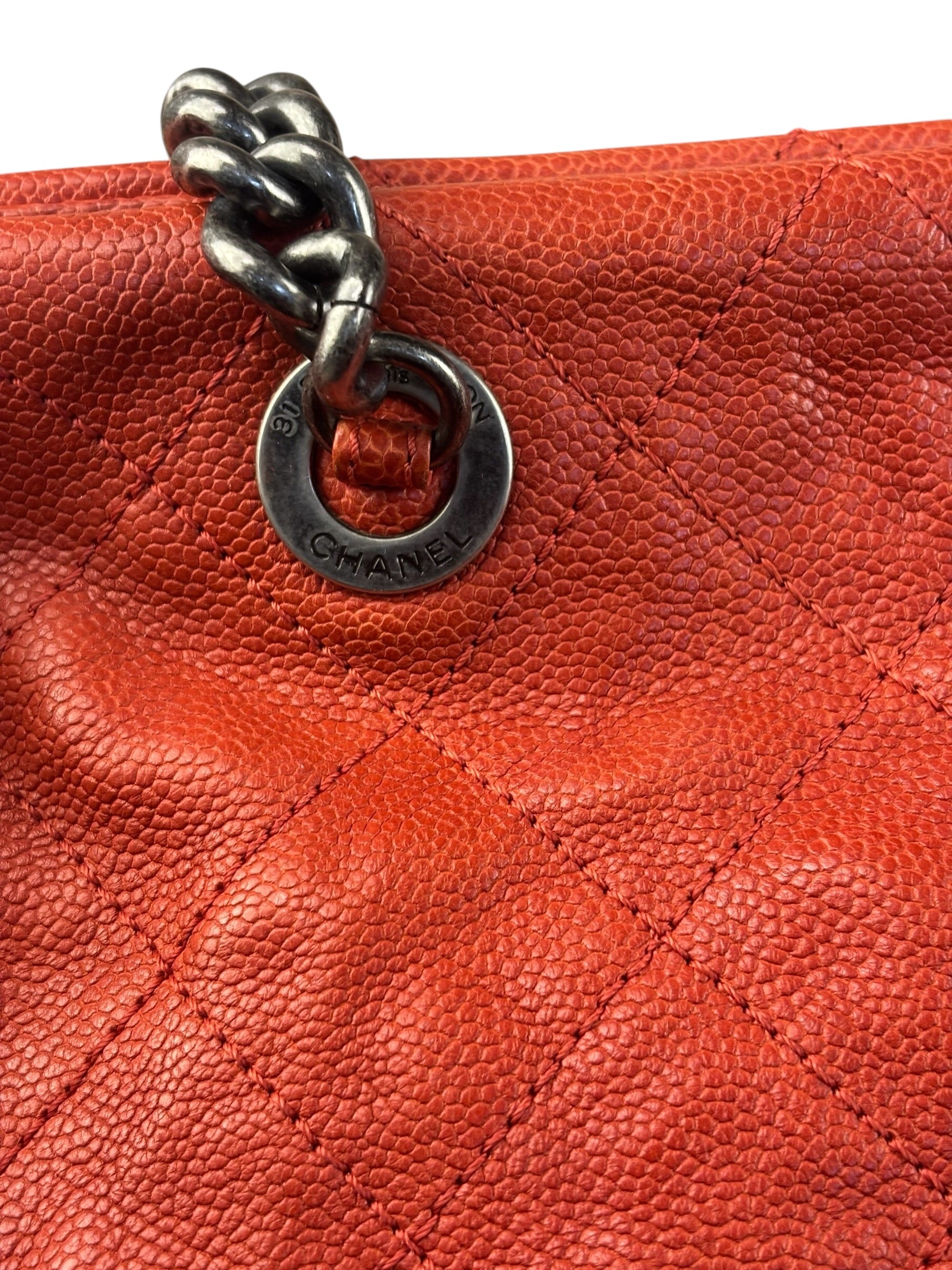 Chanel Red Caviar Quilted Medium Frame Shoulder Bag 2011