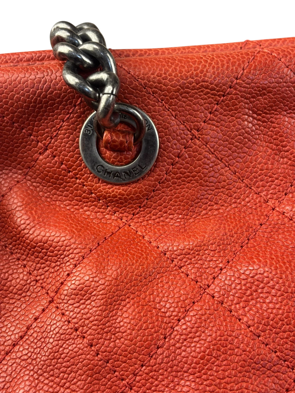 Chanel Red Caviar Quilted Medium Frame Shoulder Bag 2011