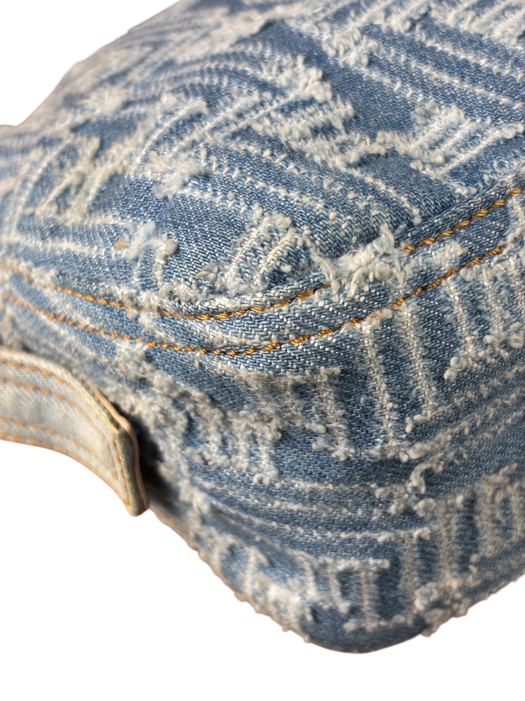 Fendi Blue Denim Zucca  Baguette