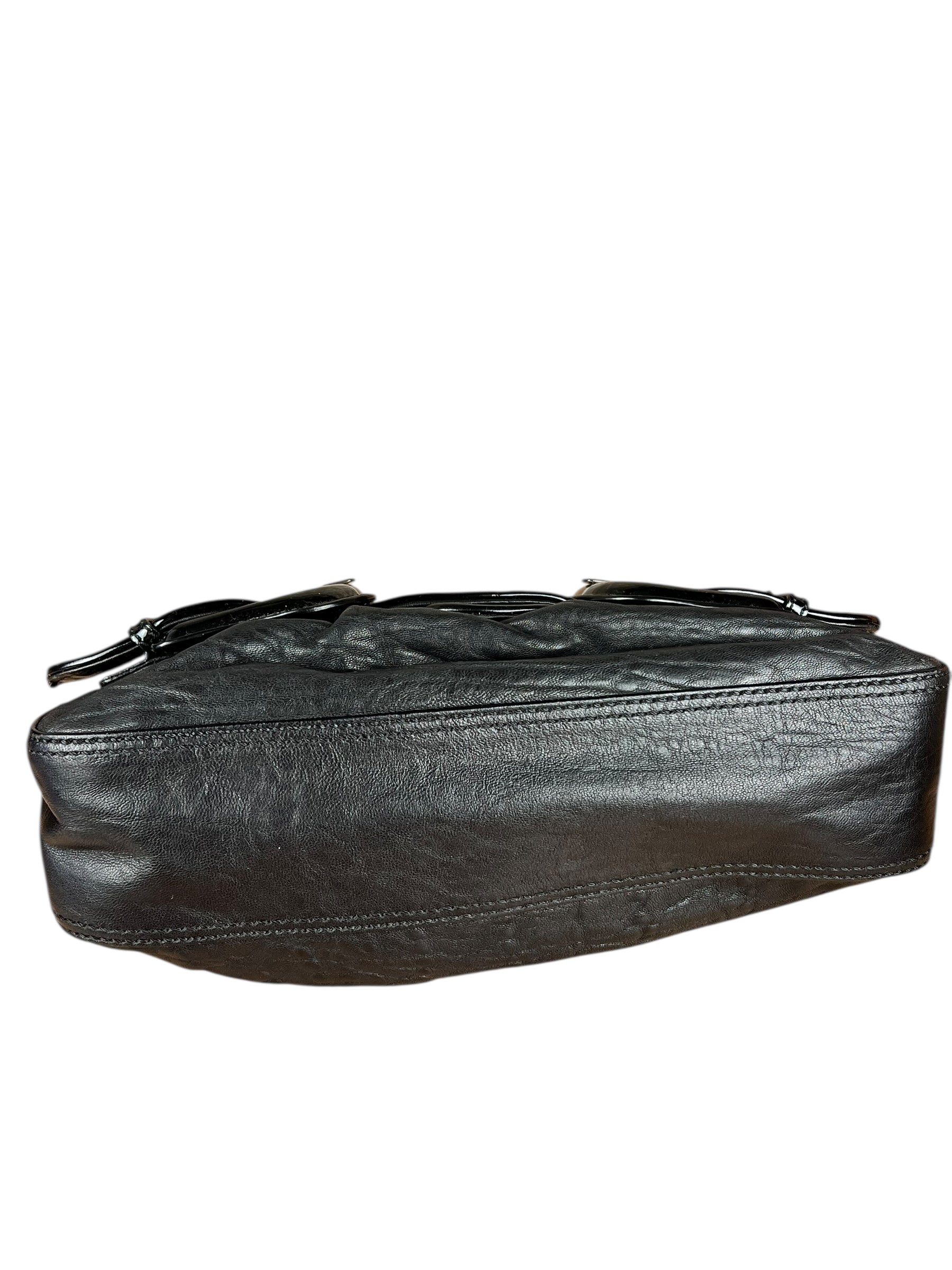 Fendi Black Patent Buckle Leather Shoulder Bag