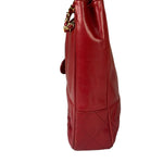Chanel Red Quilted Lambskin Chain Tote Bag 1990