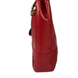 Chanel Red Quilted Lambskin Chain Tote Bag 1990