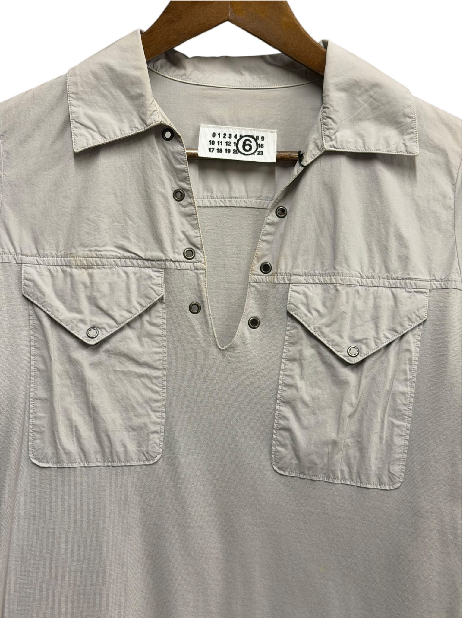 Maison Margiela MM6 ‘2 Fabrics’ Grey Long Sleeve Shirt Dress