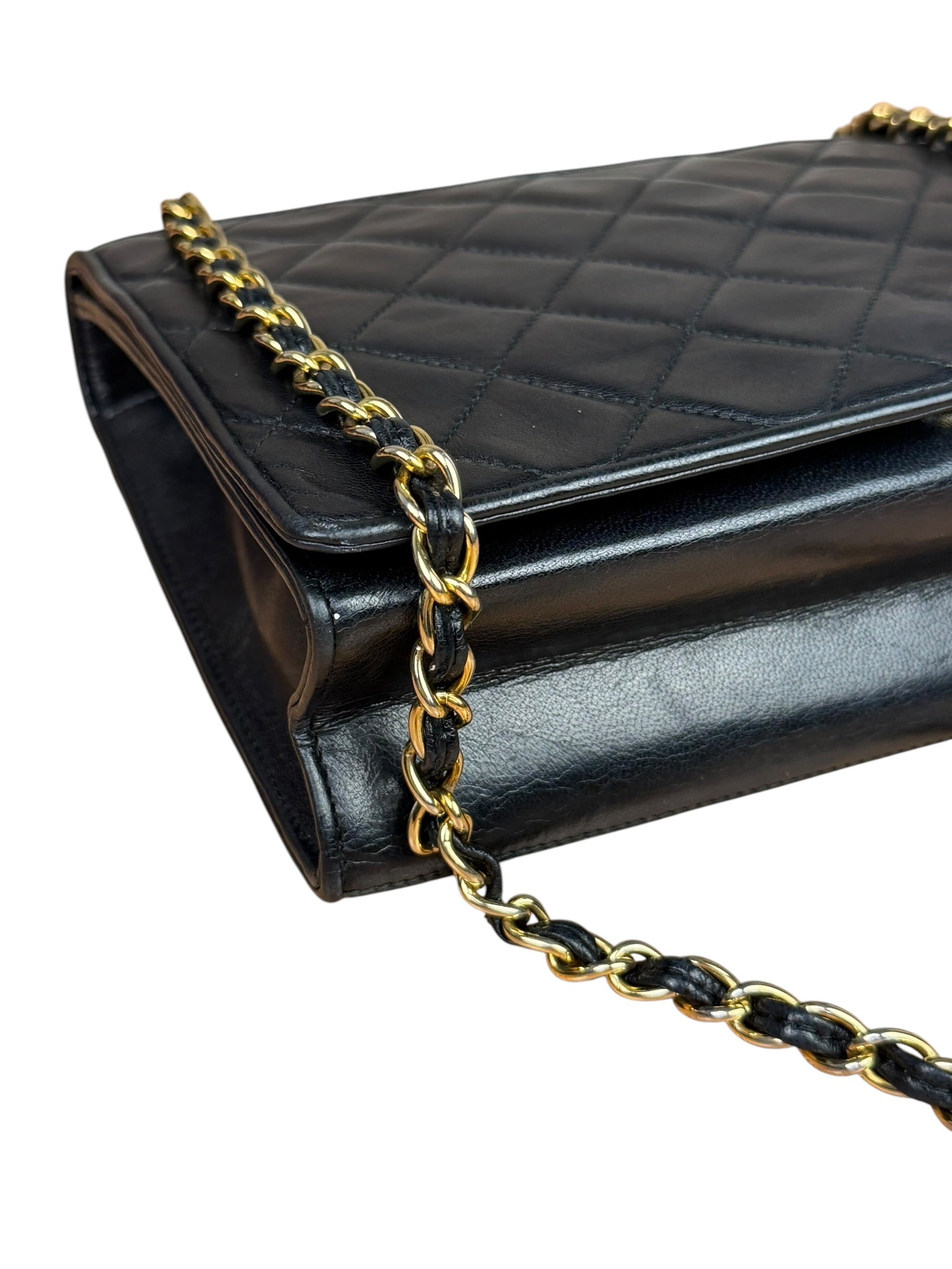 Chanel Black Diamond Stitch CC Timeless Chain Flap Bag '89-'91
