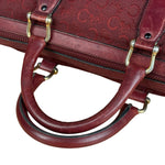 Celine Vintage Burgundy Macadam Print Mini Boston Handbag