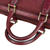 Celine Vintage Burgundy Macadam Print Mini Boston Handbag