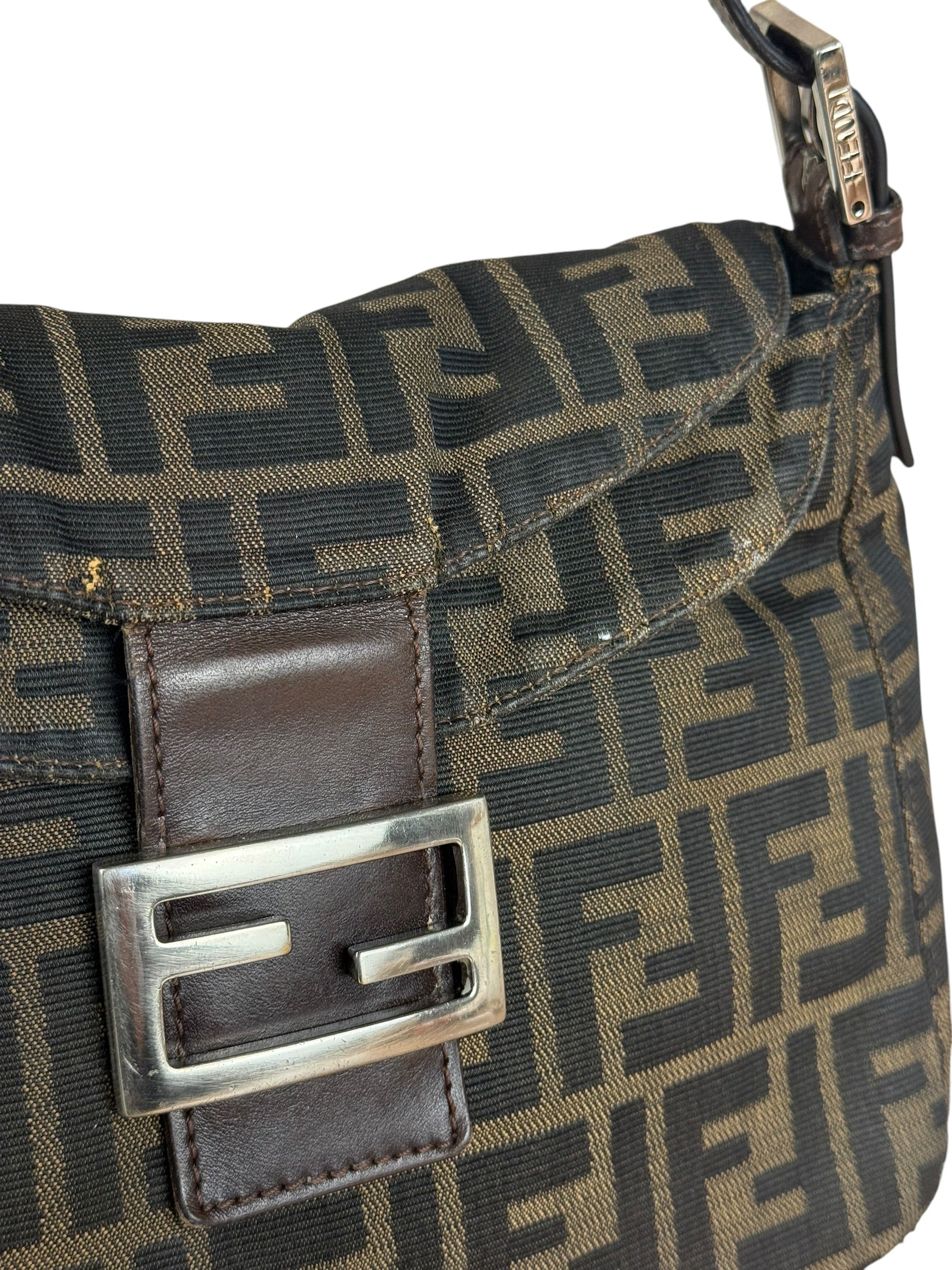 Fendi Vintage Zucca FF Baguette Shoulder Bag
