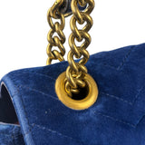 Gucci GG Blue Velvet Marmont Chain Shoulder Bag
