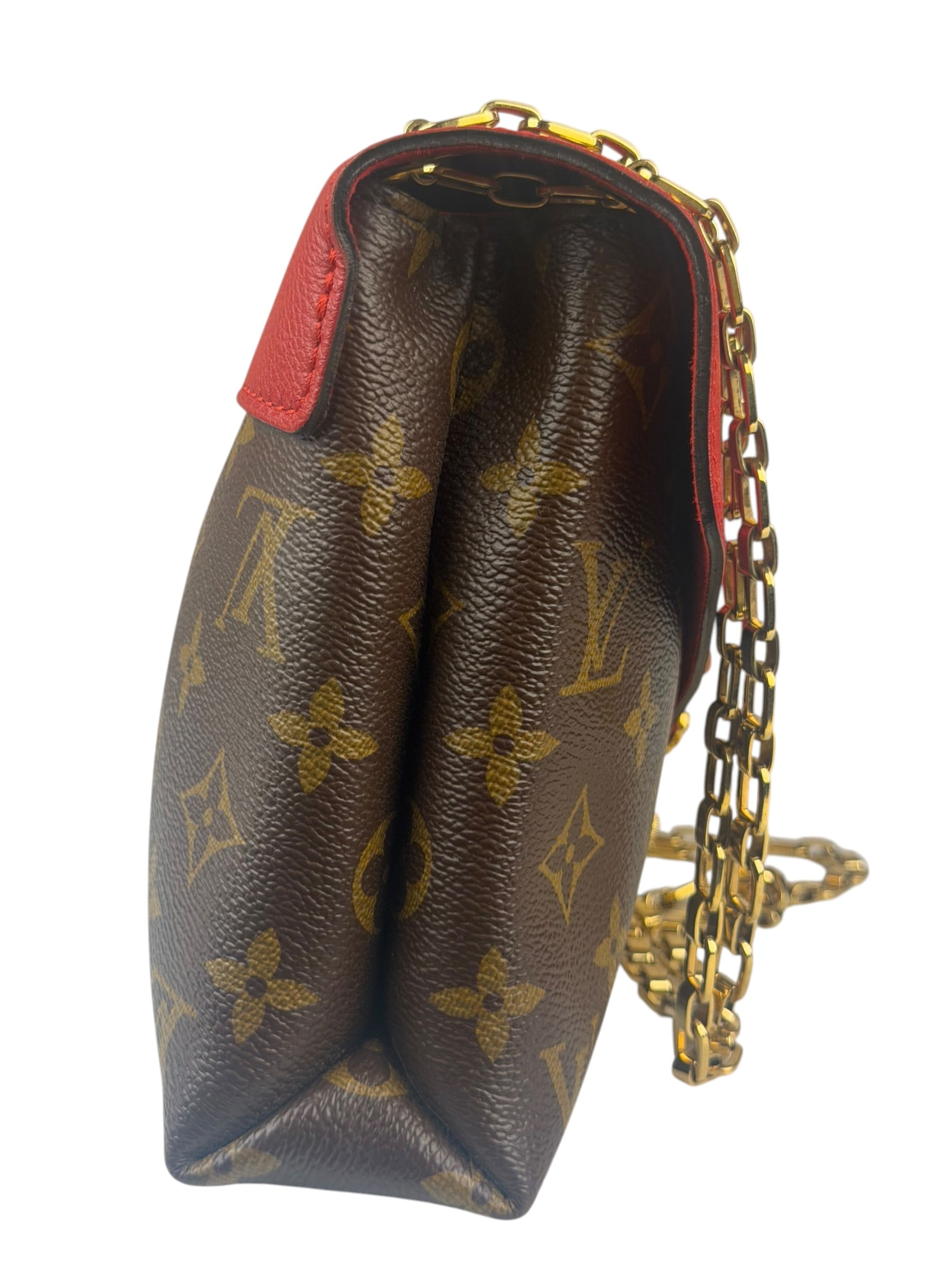 Louis Vuitton LV Monogram Red Leather Pallas Chain Bag
