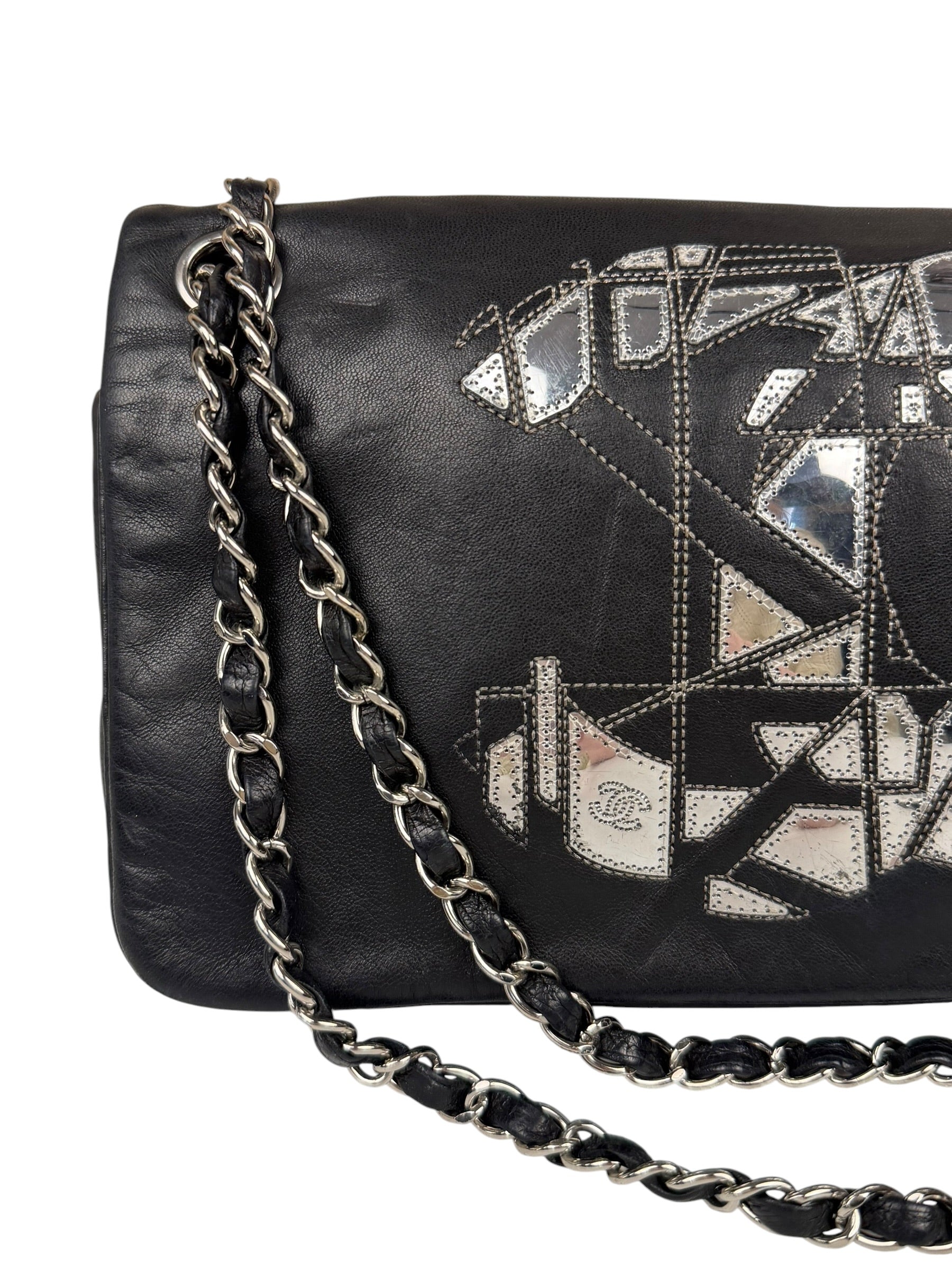 Chanel Black Leather CC Mirrored Mosaic Flap Bag 2008