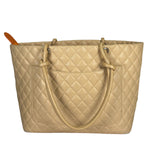 Chanel Beige Quilted Lambskin Linge Cambon Tote2005