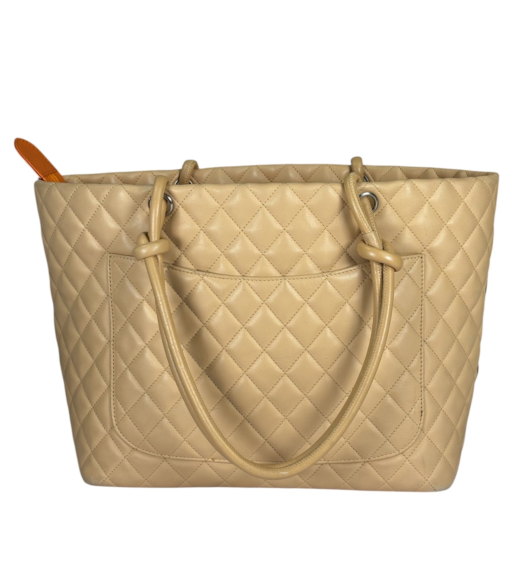 Chanel Beige Quilted Lambskin Linge Cambon Tote2005