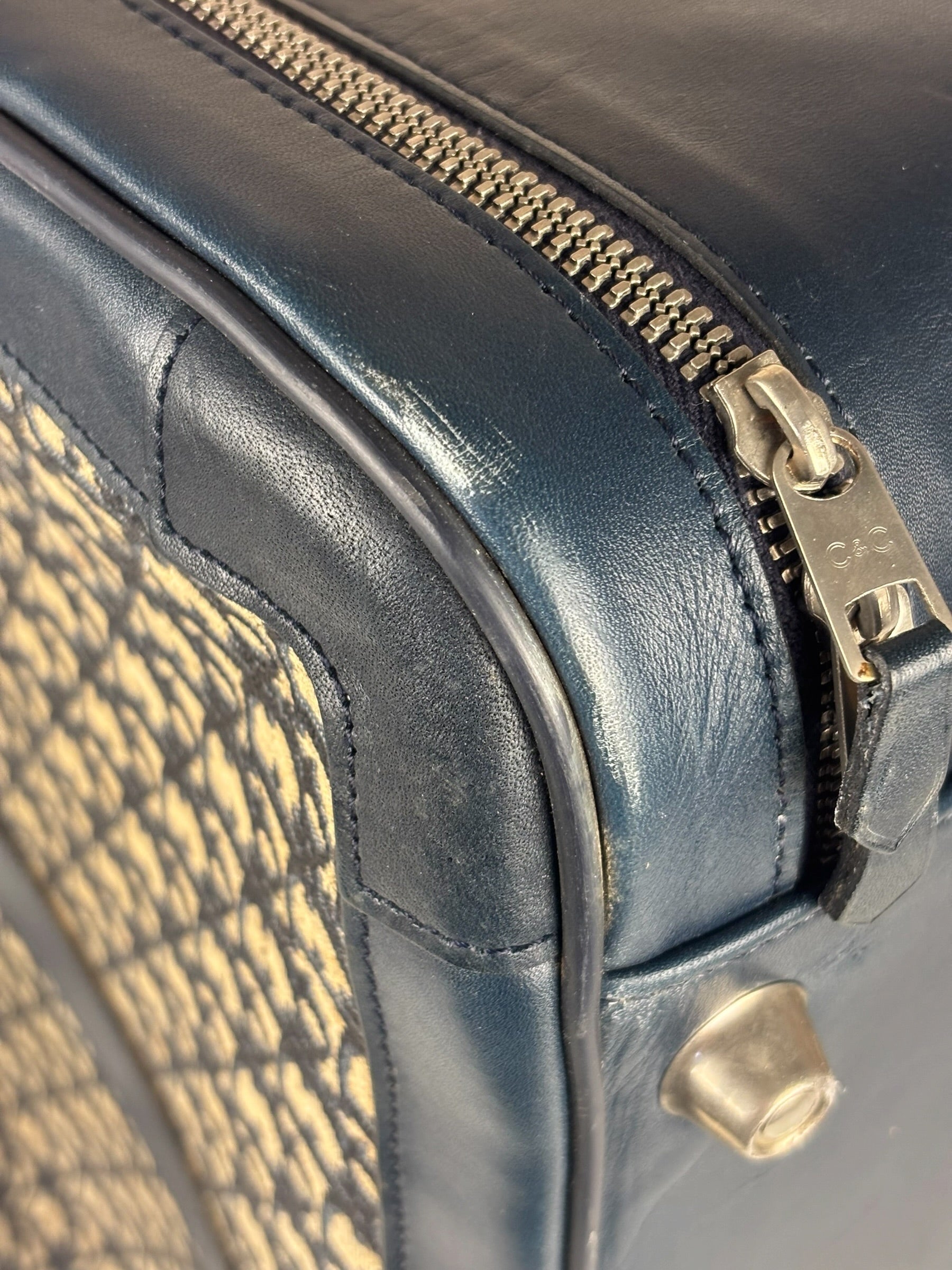 Christian Dior Vintage Navy Oblique Travel Bag