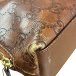 Gucci Vintage Brown Leather GG Zip Pouch