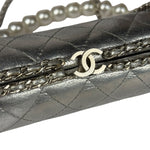 Chanel Metallic Silver Quilted Chain Around Clutch Shoulder Bag 2011