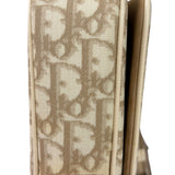 Christian Dior Beige Leather Trim Trotter Floral Embroidered Flap Bag
