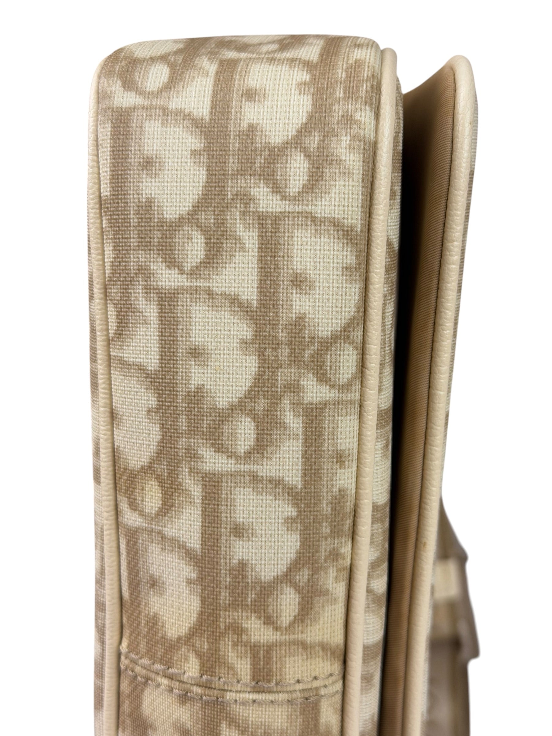 Christian Dior Beige Leather Trim Trotter Floral Embroidered Flap Bag